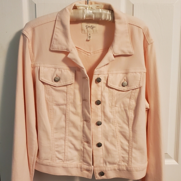 Jessica Simpson "Pixie" Pink Denim Jeans Jacket Long Sleeves, Short EUC